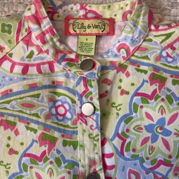 Lilly & Van Colorful Paisley Print Denim Button Up Jacket / Blazer Size Small - Picture 5 of 7